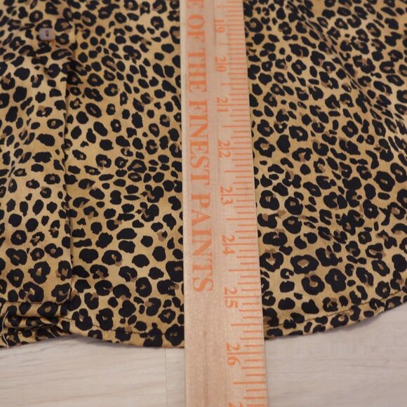 Clio Women 12 Blouse Silk Button Front Cheetah Animal Print Long Sleeve - Picture 7 of 7